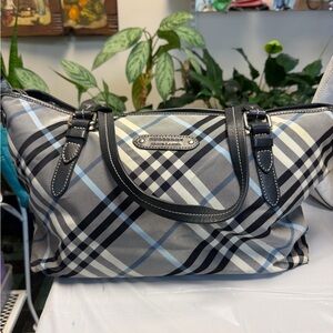 Burberry Black and Blue Plaid Tote